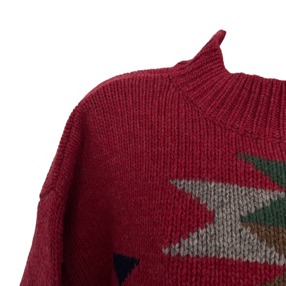 Vintage Fringe Southwestern Aztec Lambs Wool Oversized Sweater - Picture 9 of 12